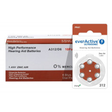 Everactive Ultrasonic 312 PR41 6BL hearing aid batteries 60 pcs. Everactive Ultrasonic 312 PR41 6BL hearing aid batteries 60 pcs.