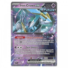 Kosmetinis defektas Pokémon TCG: Paradox Destinies Iron Crown Ex rinkinys metalinėje dėžutėje