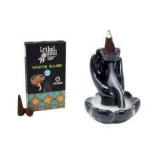 Baltasis šalavijas - Tribal Soul Backflow Incense kūginiai smilkalai Hari Darshan
