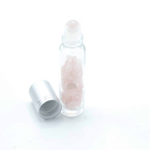 Rutulinis buteliukas su kristalais sidabro spalvos dangteliu - Rose Quartz Rutulinis buteliukas su kristalais sidabro spalvos dangteliu - Rose Quartz