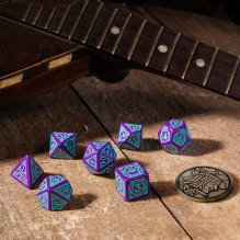 The Witcher Dandelion kauliukų rinkinys violetinės ir turkio sp The Witcher Dandelion kauliukų rinkinys violetinės ir turkio sp