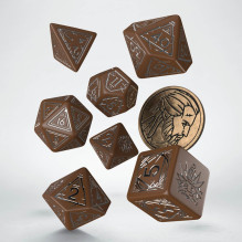 The Witcher Geralt kauliukų rinkinys rudos ir sidabrinės sp The Witcher Geralt kauliukų rinkinys rudos ir sidabrinės sp