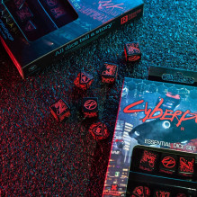 Cyberpunk RED Essential kauliukų rinkinys juodos ir raudonos spalvos Cyberpunk RED Essential kauliukų rinkinys juodos ir raudonos spalvos