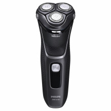 Elektrinis skustuvas - Philips S3343 / 13 Rotacinis skustuvas, PowerCut peiliai, kirpimo mašinėlė, juoda, chromuota