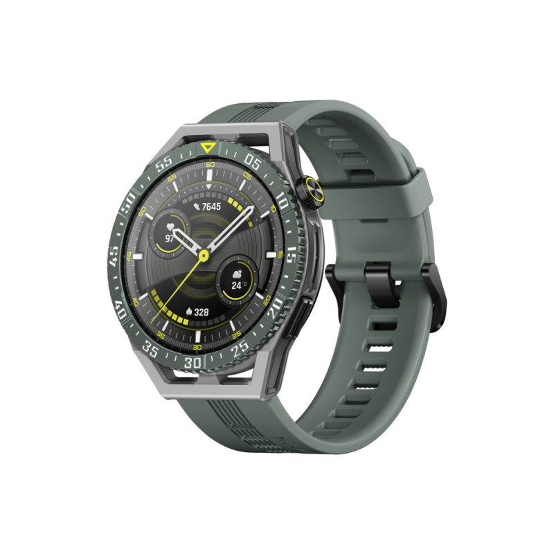 „Huawei GT 3 SE 46 mm“, GPS, širdies ritmo matuoklis, atsparus vandeniui, žalias laukinės gamtos fone