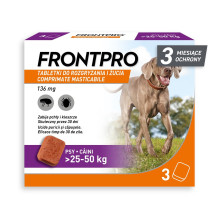 FRONTPRO tabletės nuo blusų ir erkių šunims (25–50 kg) – 3 x 136 mg