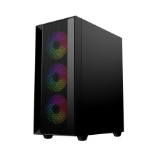 Computer Case - Gembird Fornax 4000 ARGB ATX Midi Tower, Tempered Glass, Black