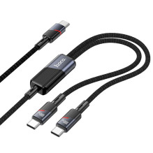 Cable 2in1 USB C to USB C / USB C Hoco 5A 100W 1,2 m U139 black
