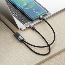 Cable 2in1 USB C to USB C / USB C Hoco 5A 100W 1,2 m U139 black