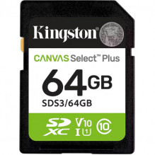 „Kingston“ 64 GB SDXC „Canvas Select Plus“ Gen3 SDS3 / 64 GB