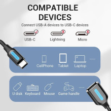 CABLE USB2.0C MALE TO A FEMALE / 0.15M BLACK CCSBB VENTION