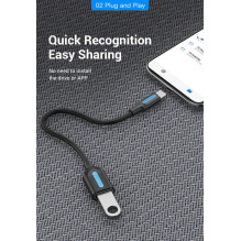 CABLE USB2.0C MALE TO A FEMALE / 0.15M BLACK CCSBB VENTION