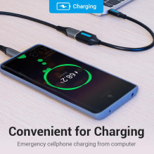 CABLE USB3.1C MALE TO A FEMALE / 0.15M BLACK CCVBB VENTION