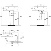 Washbasin Vidima Ulysse, 60 cm x 46 cm x 17 cm