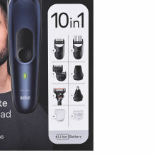 Priežiūros Įrankis - Braun 10-in-1 Styling Set MGK7410, 100-Minutės Veikimo Laikas, Plaunamas, Juodas
