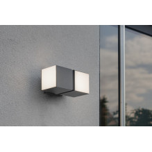 Lauko Sieninė Šviesa - LUTEC CUBA LED 1000 Liumenų, 3000 K, IP54 Pilka