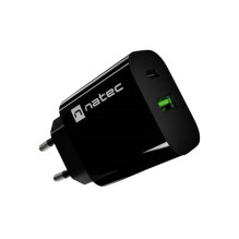 Įkroviklis - Natec Ribera 20W USB-A & USB-C Greitas Įkroviklis Juodas Įkroviklis - Natec Ribera 20W USB-A & USB-C Greitas Įkroviklis Juodas