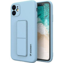 „iLike“ Samsung Galaxy A22 5G silikoninis dėklas su atrama, šviesiai mėlynas