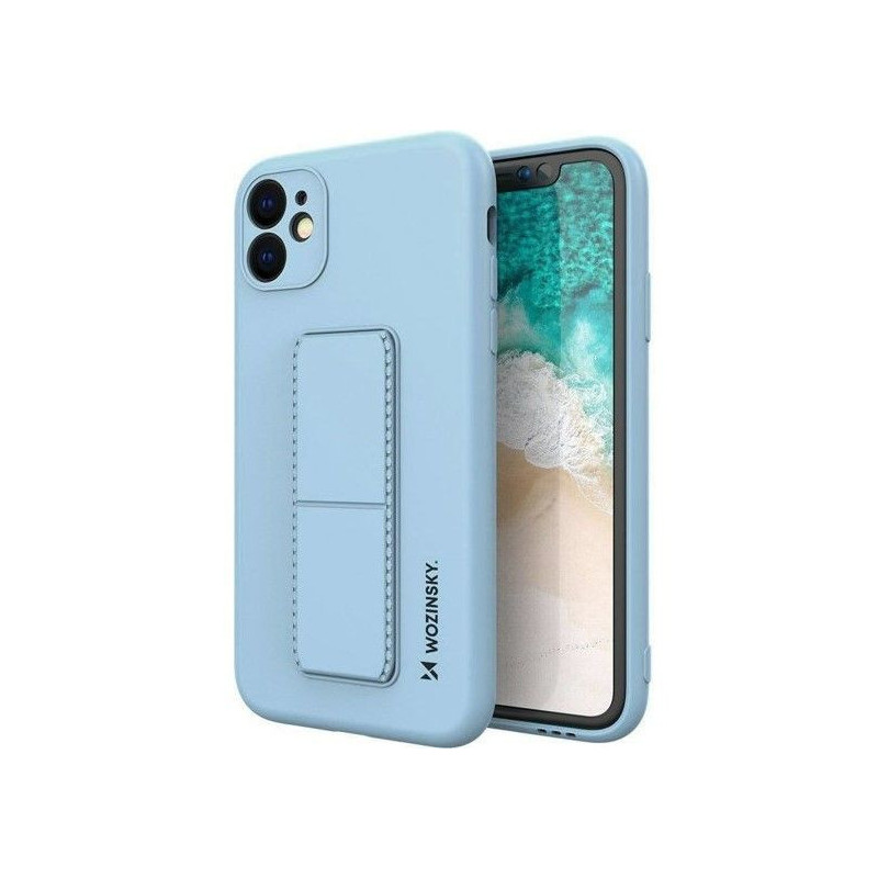iLike Samsung Galaxy A22 5G Kickstand Case Silicone Stand Cover Light Blue