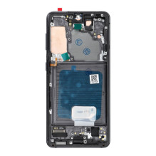 LCD ekranas, skirtas SAMSUNG S21 5G, pilkas, SOFT OLED, su rėmeliu