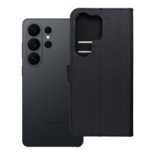 Atverčiamas dėklas, skirtas „Xiaomi 17 PRO 4Card“ RFID apsaugai, juodos spalvos, su techniniu audiniu.