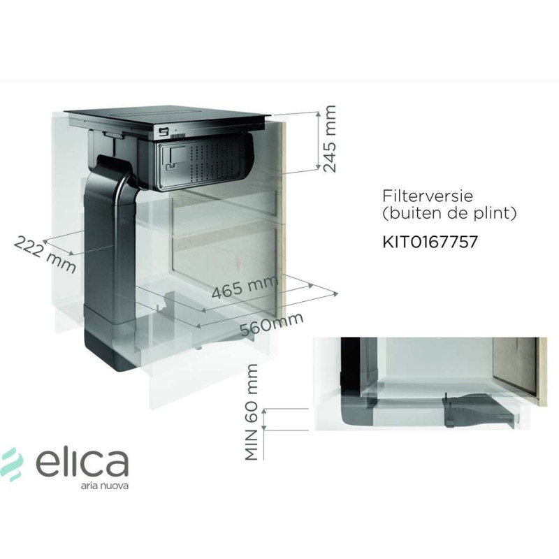 Gartraukio priedas ELICA Recycling kit plinth-out for Nikolatesla FIT / FIT 3Z / FIT XL / PRIME S / ALPHA / VELVET (Filt