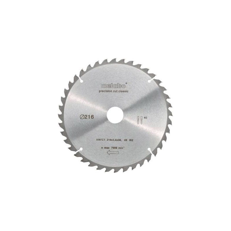 Metabo Saw blade 216x2.4 / 1.8x30mm, z40, WZ, -5°, Classic