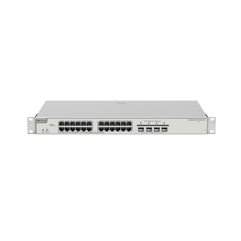 24 prievadų komutatorius Ruijie Reyee RG-NBS3200-24GT4XS-P-V2 (valdomas, PoE+, 4xSFP+)