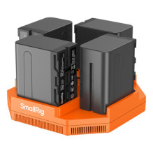 Baterijų Įkroviklis - SmallRig NP-F970 4 Kanalo Įkroviklis Su LED Indikatoriais Juodas