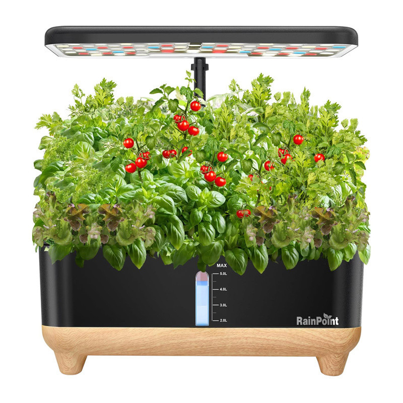 Hidroponinė Augimo Sistema - RainPoint Hidroponinis Augimo Rinkinys, 5L Rezervuaras, 13 Augalų, LED Apšvietimas Baltas