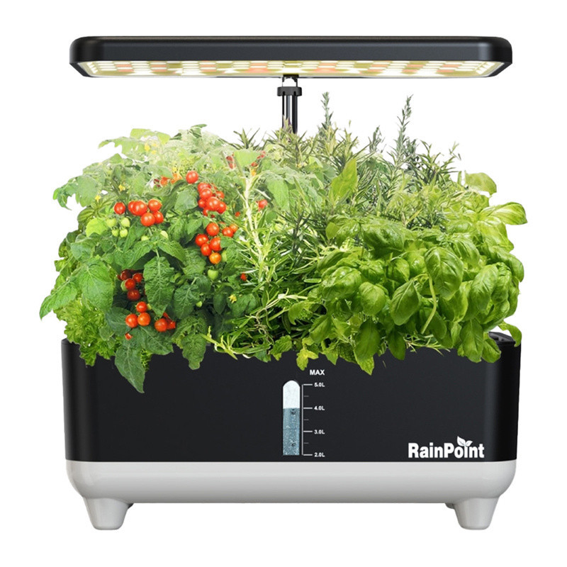 Namų hidroponinė sistema - RainPoint hidroponinio auginimo rinkinys 5L rezervuaras, LED apšvietimas, 13 augalų balta
