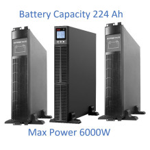 Profesionali šildymo sistema, grynos sinusinės bangos UPS inverteris su akumuliatoriumi 32x12V / 7Ah, 6000W, LCD ekranas