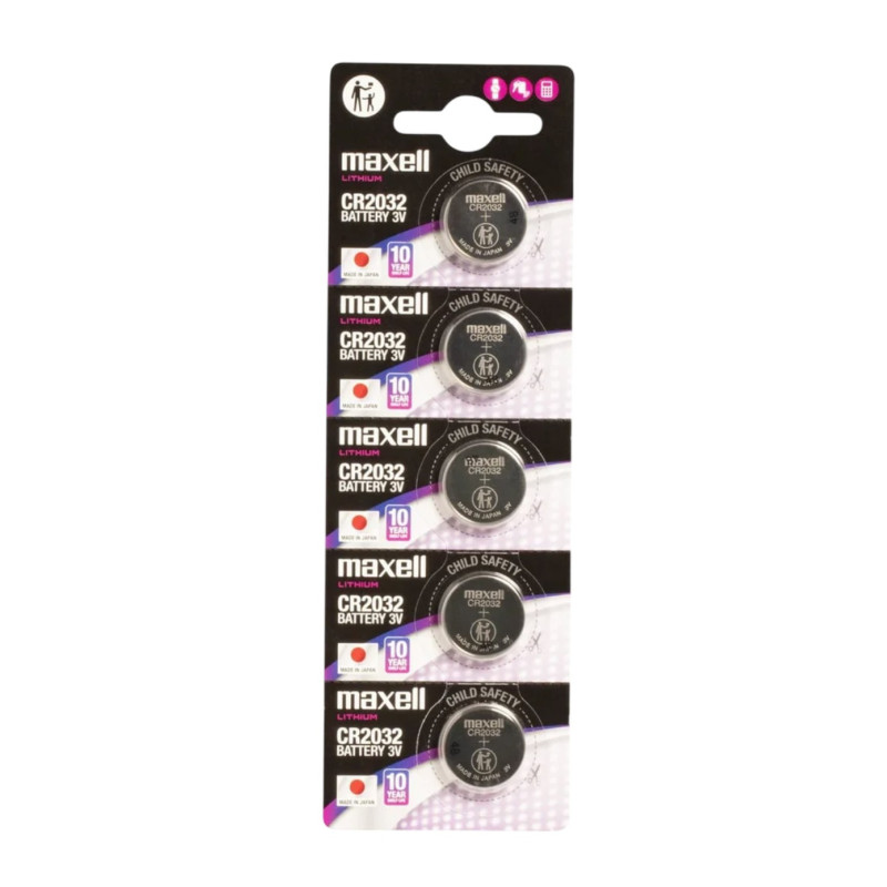 CR2032 baterijas 3V Maxell litija CR2032 iepakojumā 5 gb.