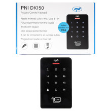 DK150 autonominė prieigos kontrolės klaviatūra, atrakinama PIN kodu, RFID kortele, IP65, juoda
