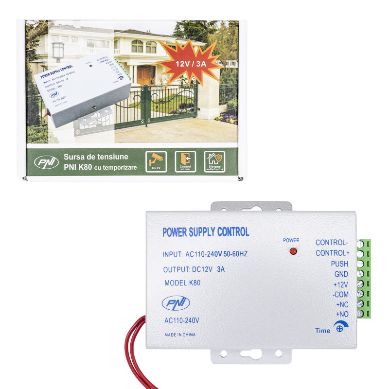 Voltage power supply with timer K80, 12V 3A, for Yale locks and access control