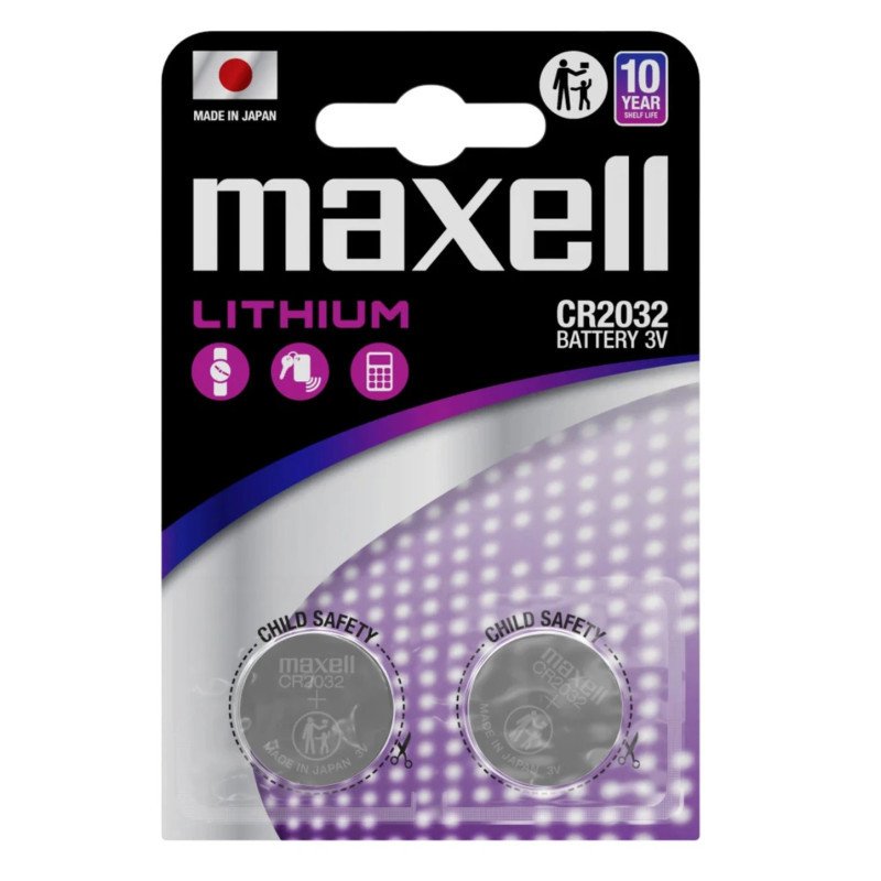 CR2032 baterijos 3V Maxell ličio CR2032, pakuotėje po 2 vnt.