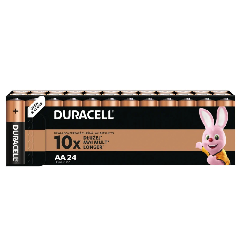 LR6 / AA baterijos 1,5 V „Duracell BASIC“ serijos šarminės MN1500, pakuotėje po 24 vnt., galiojimo laikas – 2031 m.