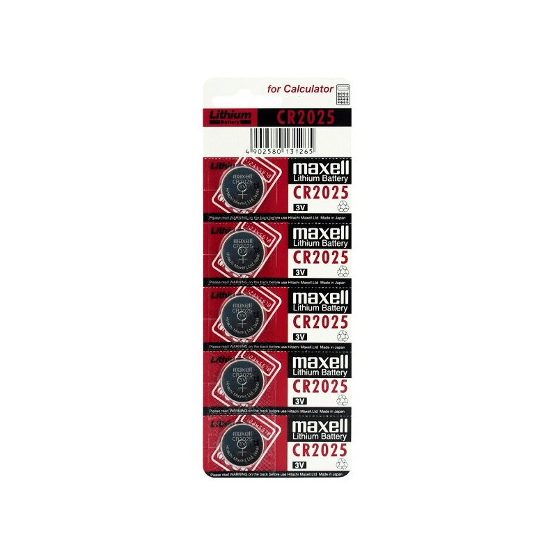 CR2025 baterijas 3V Maxell litija CR2025 iepakojumā 5 gb.