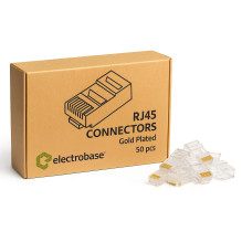 Premium RJ45 Cat5e UTP gold-plated plugs, 50 pcs., LAN cable connectors