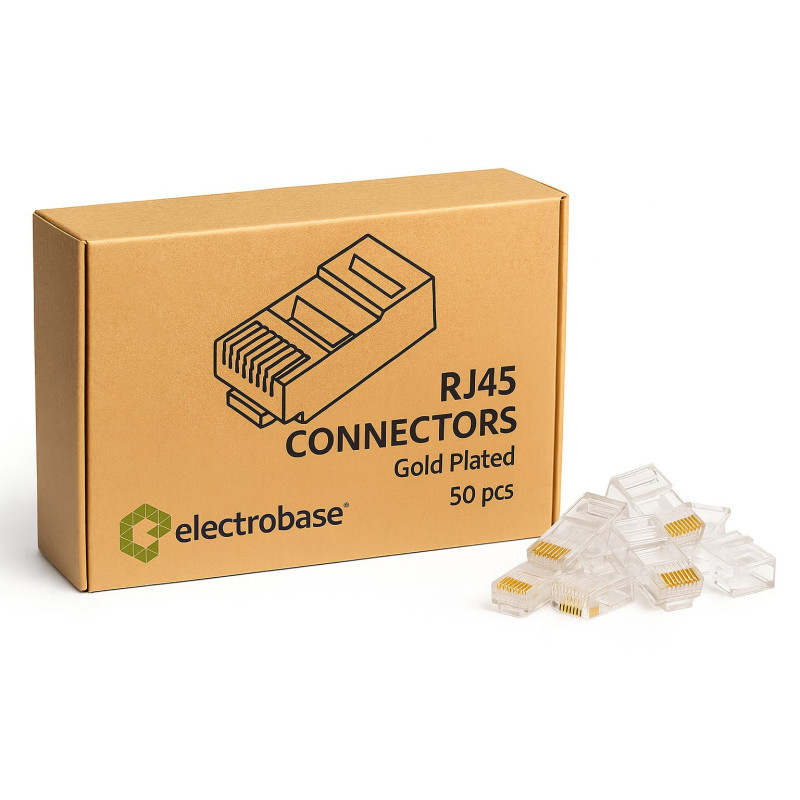 Aukščiausios kokybės RJ45 Cat6 UTP paauksuoti kištukai, 50 vnt., LAN kabelio jungtys