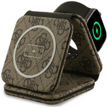 Wireless charger 3in1 compatible with MagSafe 15W GUESS GUE005640 brown