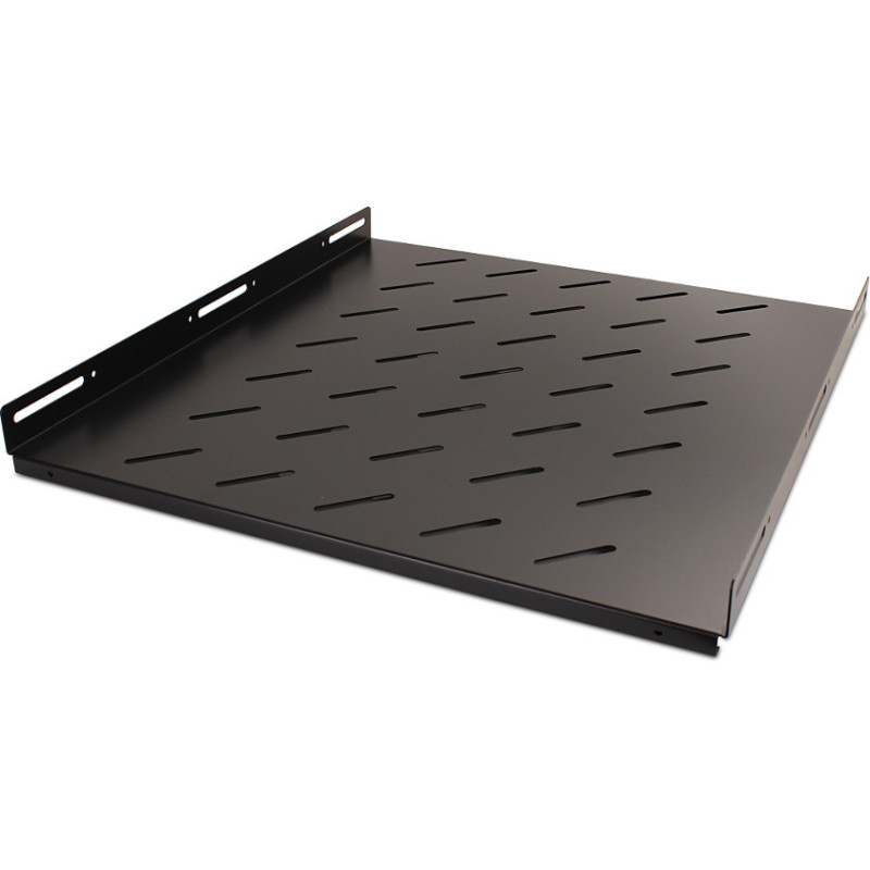 1U Fiksēts plaukts 19" kumutācijas skapim, 425mm, melns, 600mm dziļuma skapjiem