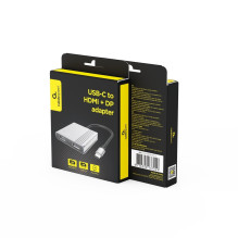 Adapteris - Gembird A-CM-HDMIFDPF-01 USB-C į HDMI + DP 4K 60Hz Juodas
