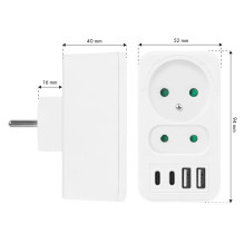 Energijos Tęstinumo Laidas - Maclean MCE249 2xEU Lizdai, 4xUSB 20W, 16A, Balta Energijos Tęstinumo Laidas - Maclean MCE249 2xEU Lizdai, 4xUSB 20W, 16A, Balta