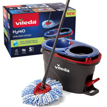 Valymo Šluota - Vileda H2prO Sukamoji Šluota su Nuimamu Mikropluošto Galvute, Teleskopinė Rankena 55-123 cm