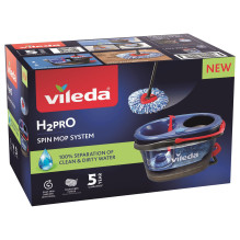 Valymo Šluota - Vileda H2prO Sukamoji Šluota su Nuimamu Mikropluošto Galvute, Teleskopinė Rankena 55-123 cm