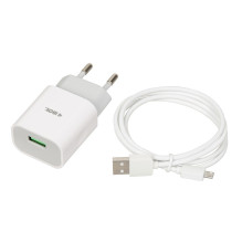 Įkroviklis - iBOX C-41 Su Micro USB Laidu, Baltas Įkroviklis - iBOX C-41 Su Micro USB Laidu, Baltas