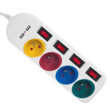 Ilgiklis - Maclean MCE229, 4 Lizdai + 2xUSB, Su Jungikliais, 1,5 m, Balta