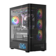 Kompiuterio korpusas - MODECOM Volcano AQ400 ARGB Midi Tower ATX Juodas