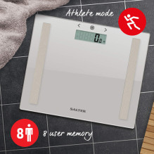 Salter 9113 GFEU12 Compact Glass Analyser Bathroom Scales, Grey
